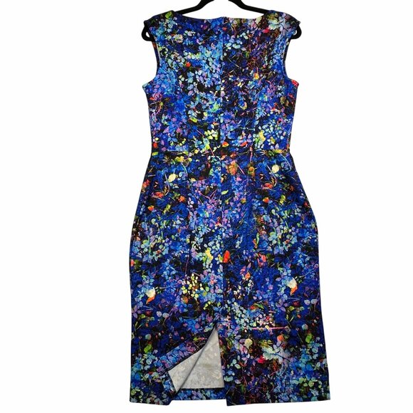 Guantina Womens Sweetheart Midi Bodycon blue dress M/40 Wearable Art Print Artzy - Picture 11 of 13